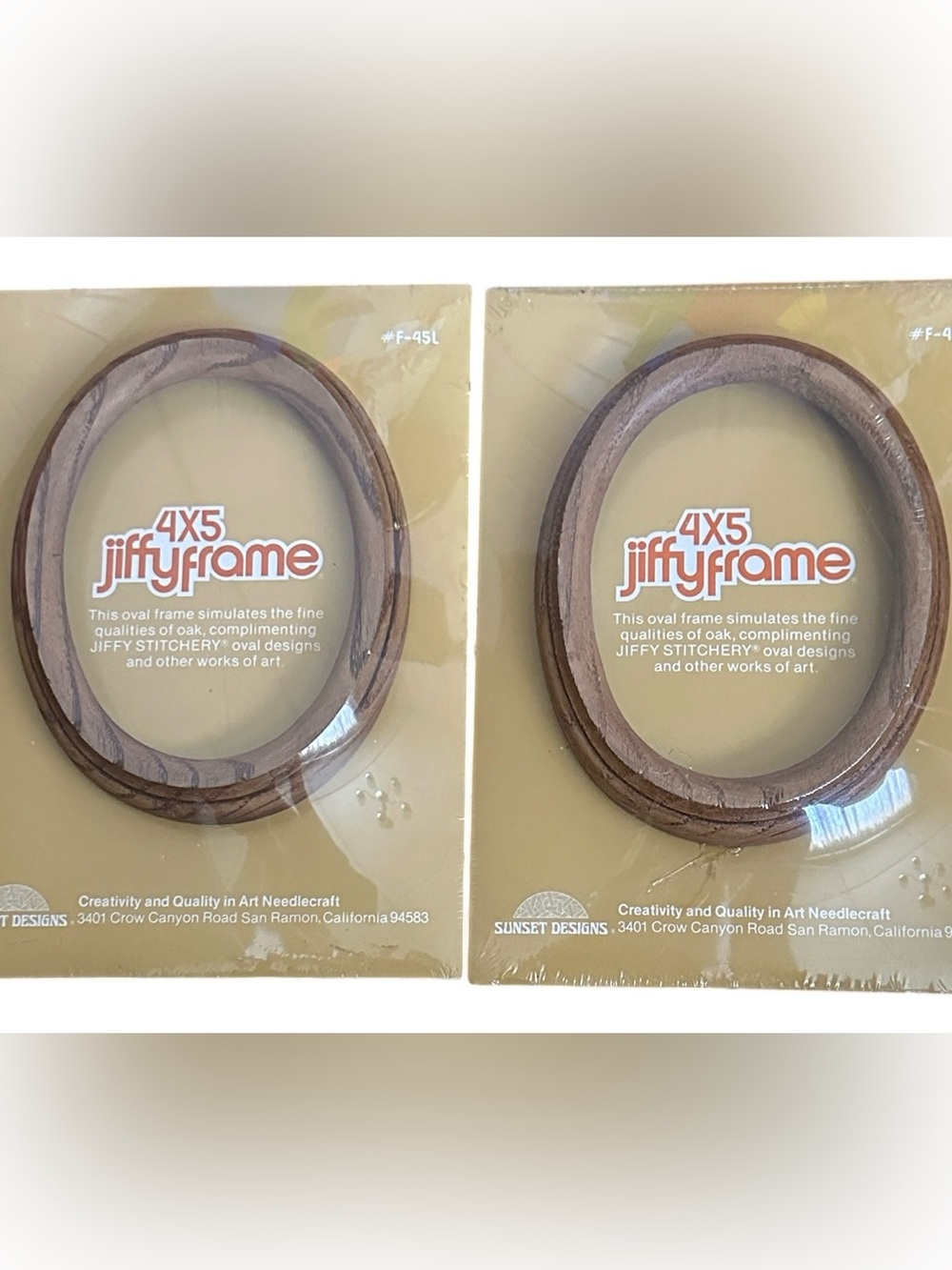 2 Vintage Sunset Designs Jiffy Hardwood Picture Oval Frame For Embroidery 4x5
